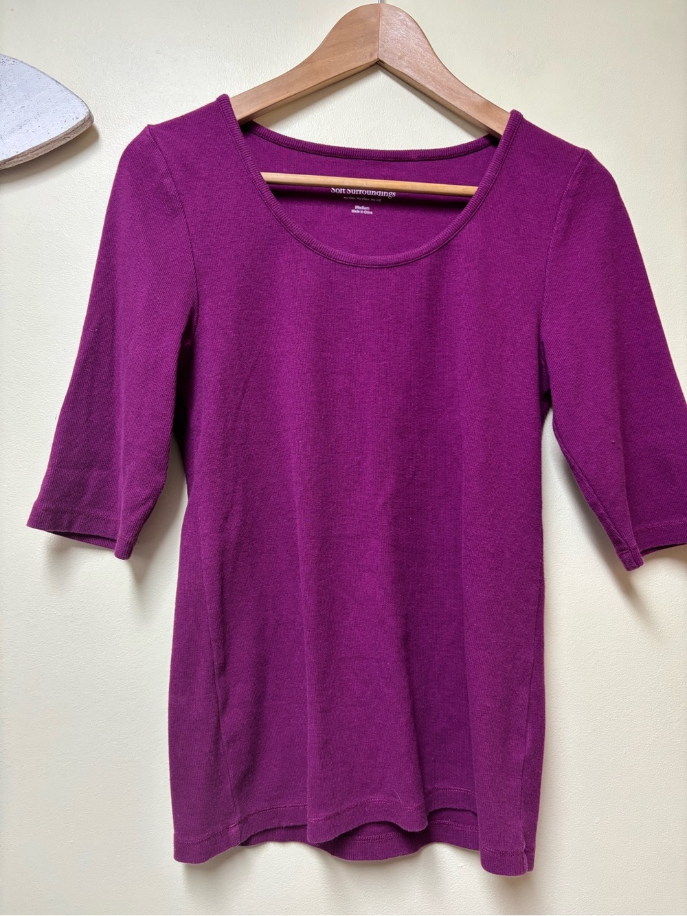 Soft Surroundings Purple Cotton Blend Short Sleeve Top - Medium